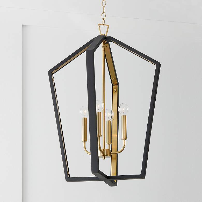 Image 3 Maren 20" Wide Black and Brass Pendant Modern Chandelier more views