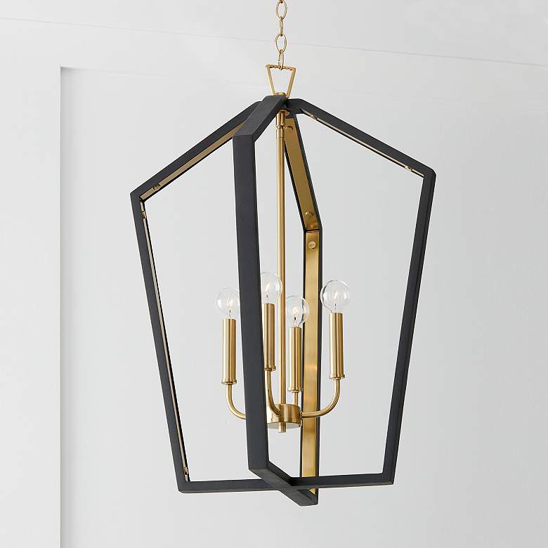 Image 3 Maren 20 inch Wide Black and Brass Pendant Modern Chandelier more views