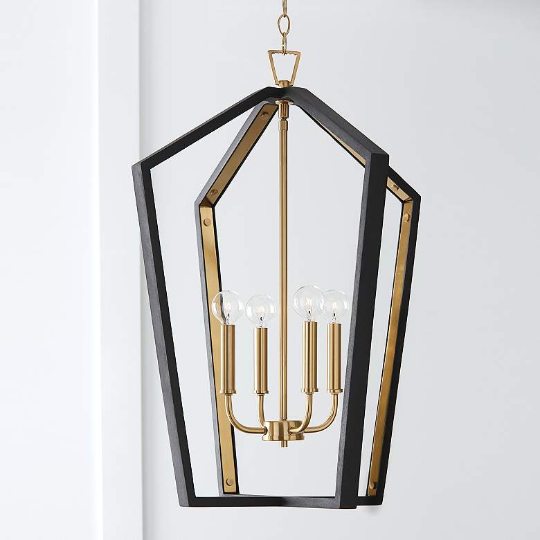 Image 4 Maren 20 inch Wide Black and Brass Pendant Modern Chandelier more views