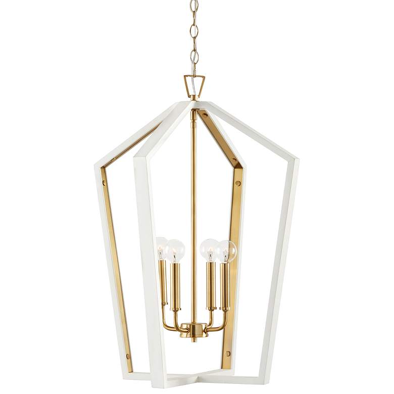 Image 2 Maren 20" Wide Flat White and Matte Brass 4-Light Pendant