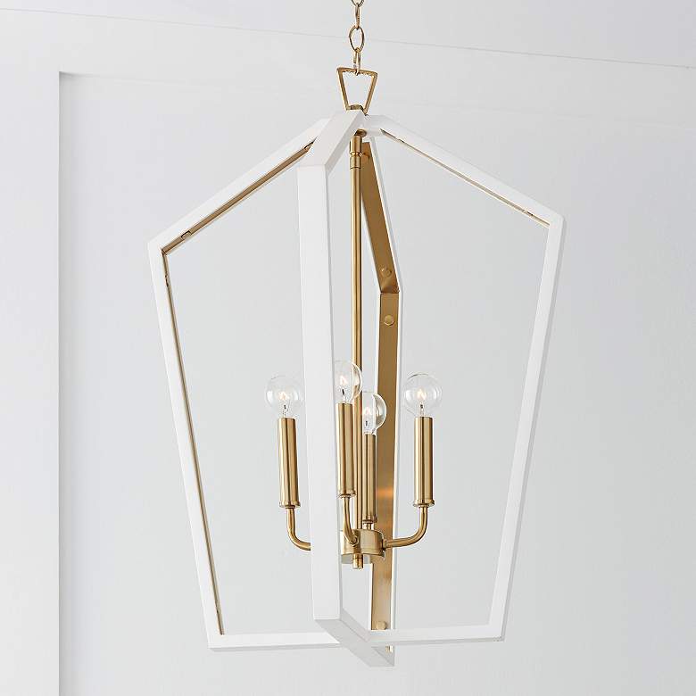 Image 1 Maren 20" Wide Flat White and Matte Brass 4-Light Pendant