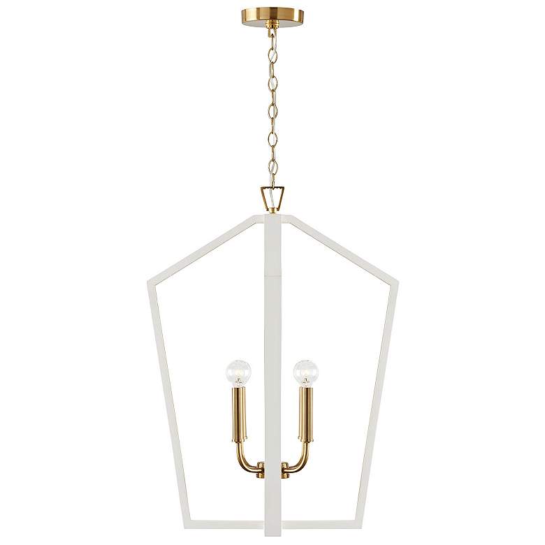 Image 4 Maren 20" Wide Flat White and Matte Brass 4-Light Pendant more views