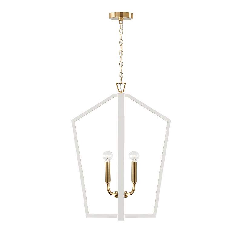Image 5 Maren 20" Wide Flat White and Matte Brass 4-Light Pendant more views