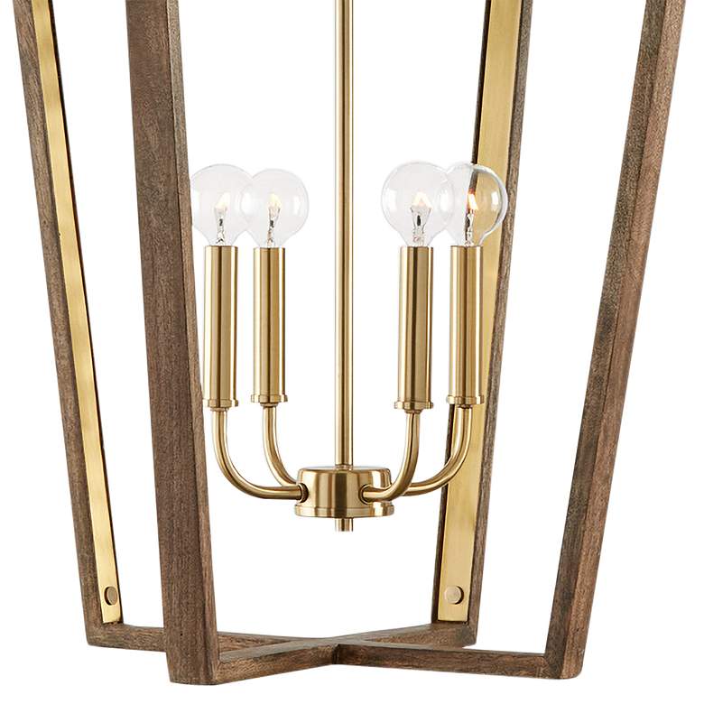 Image 3 Maren 20" Wide Nordic Wood and Matte Brass 4-Light Pendant more views