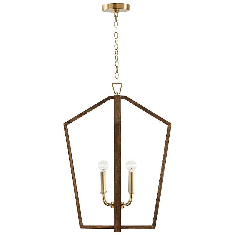 Image 5 Maren 20" Wide Nordic Wood and Matte Brass 4-Light Pendant more views