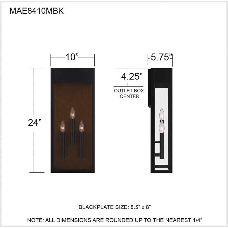 Image 7 Maren 3-Light Matte Black Outdoor Wall Lantern more views