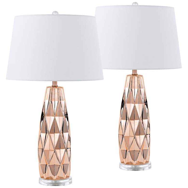 Image 1 Marfa Rose Gold Ceramic Table Lamp Set of 2