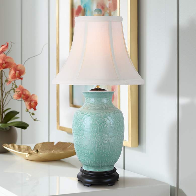 Image 1 Margaret Celadon Porcelain Vase Table Lamp