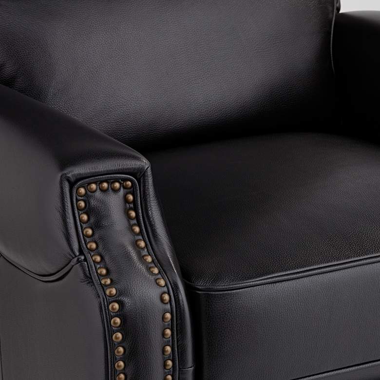 Image 5 Margaret Livorno Chocolate Black Leather Pushback Recliner more views