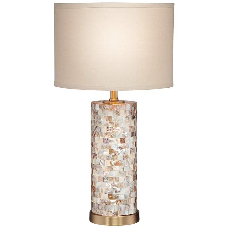 Margaret Mother of Pearl Cylinder Lamp with Table Top Dimmer