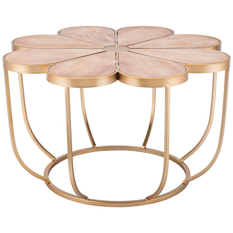 Image 1 Margarita 30 inch Wide Wood and Gold Finish Flower Accent Table
