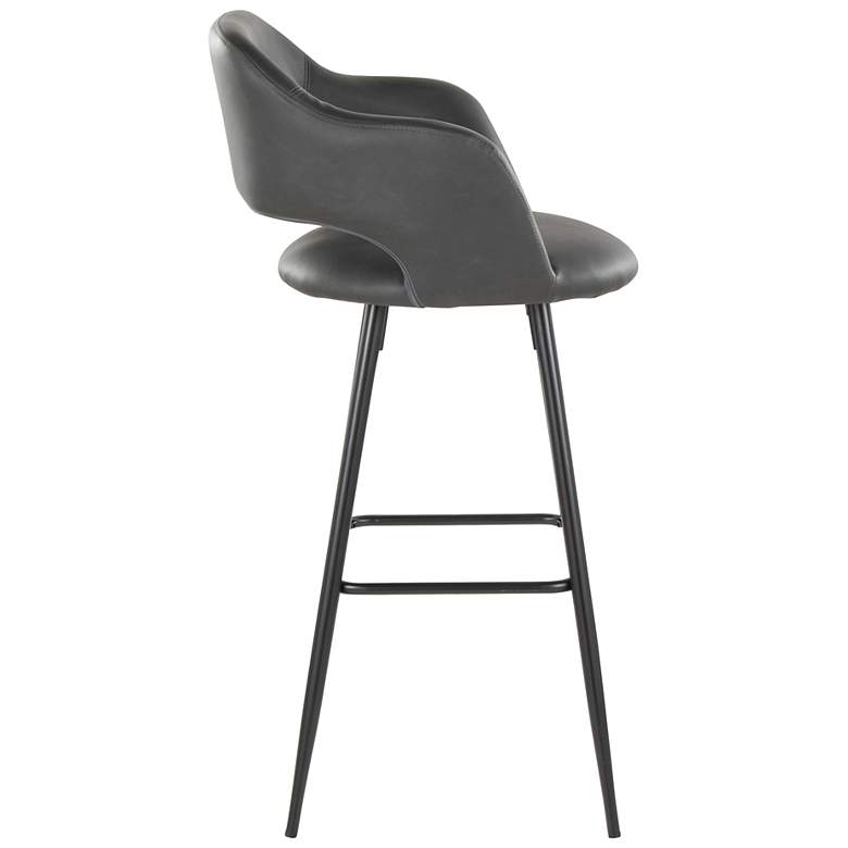 Image 3 Margarite Barstool in Black Metal and Grey Faux Leather by LumiSource Pair more views
