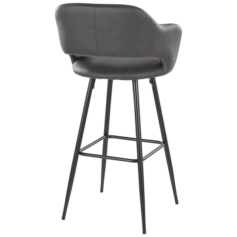 Image 4 Margarite Barstool in Black Metal and Grey Faux Leather by LumiSource Pair more views