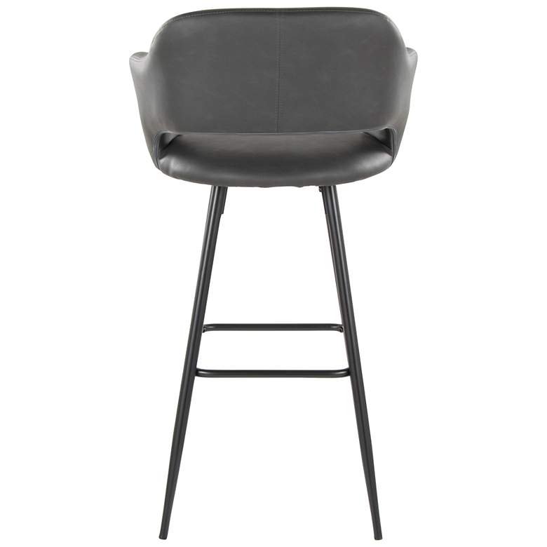 Image 5 Margarite Barstool in Black Metal and Grey Faux Leather by LumiSource Pair more views