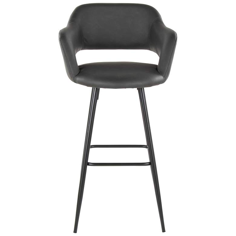 Image 6 Margarite Barstool in Black Metal and Grey Faux Leather by LumiSource Pair more views