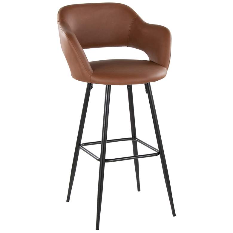 Image 3 Margarite Barstool in Brown Faux Leather by LumiSource Pair more views