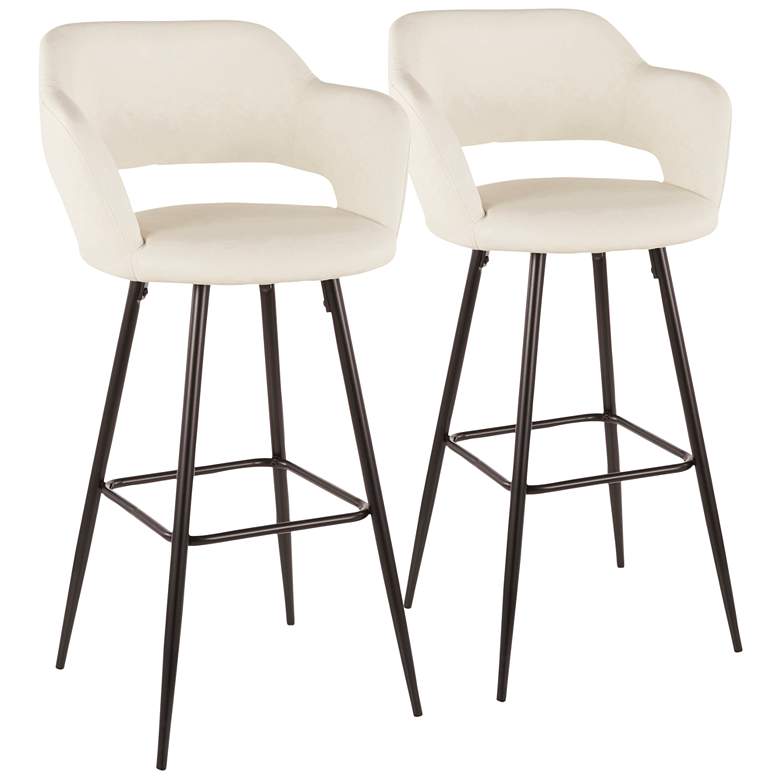 Image 1 Margarite Barstool in Cream Faux Leather by LumiSource Pair