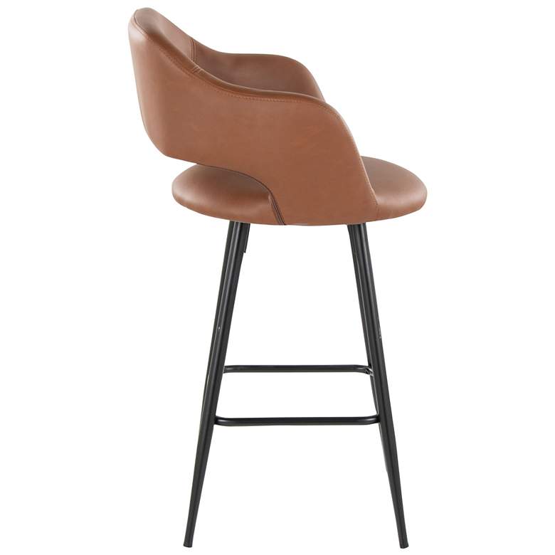 Image 4 Margarite Counter Stool in Brown Faux Leather by LumiSource Pair more views
