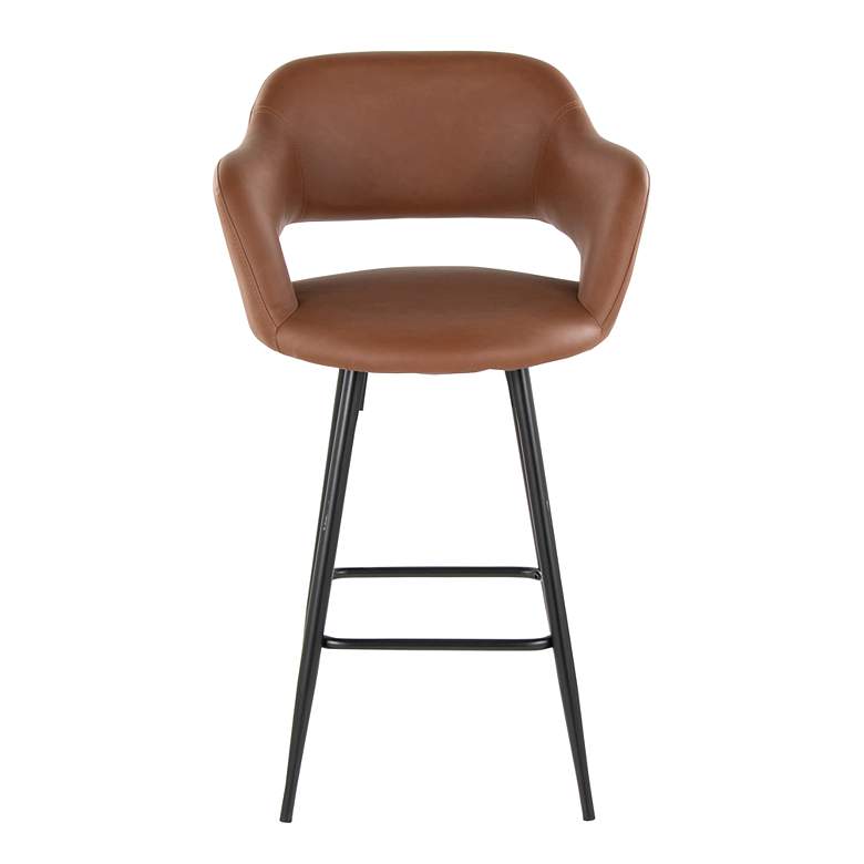 Image 7 Margarite Counter Stool in Brown Faux Leather by LumiSource Pair more views