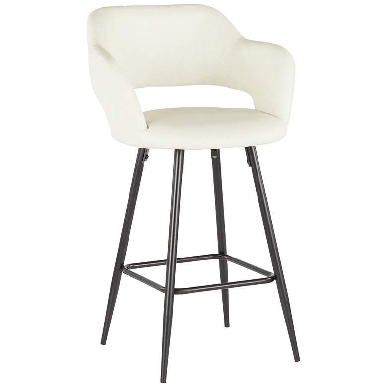 Image 3 Margarite Counter Stool in Cream Faux Leather by LumiSource Pair more views