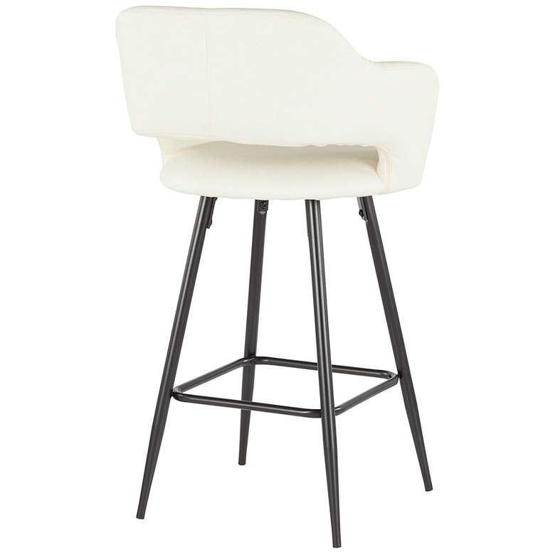 Image 5 Margarite Counter Stool in Cream Faux Leather by LumiSource Pair more views