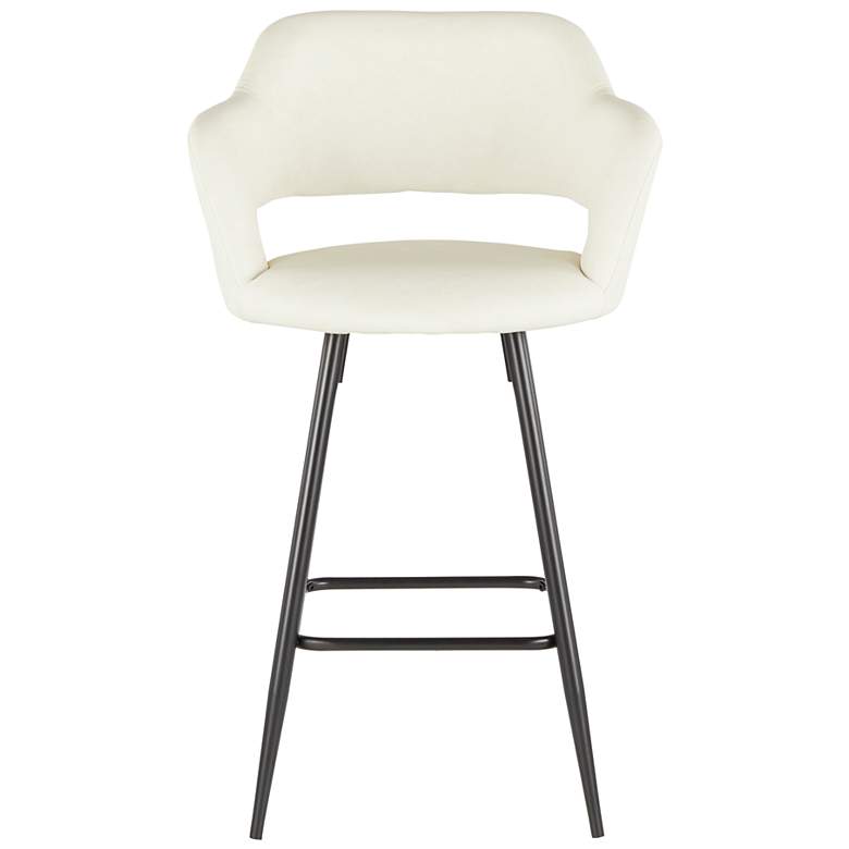 Image 7 Margarite Counter Stool in Cream Faux Leather by LumiSource Pair more views