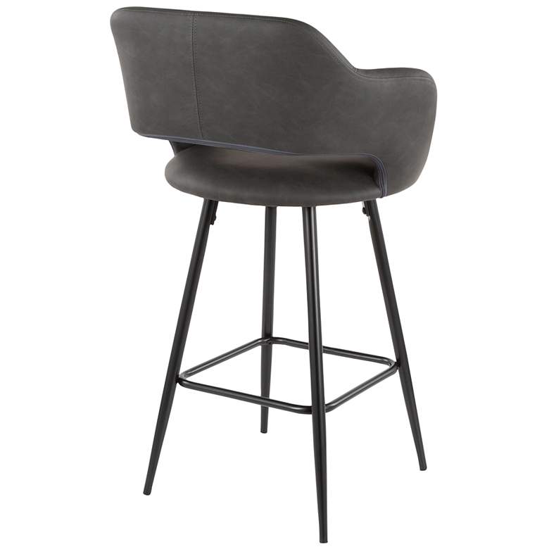 Image 5 Margarite Counter Stool in Grey Faux Leather by LumiSource Pair more views