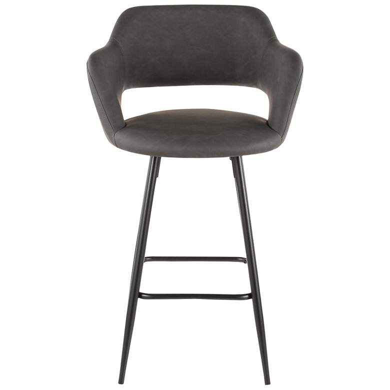 Image 7 Margarite Counter Stool in Grey Faux Leather by LumiSource Pair more views