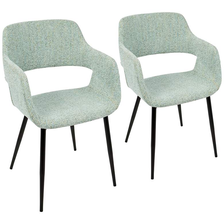 Image 2 Margarite Light Green Fabric Dining Chair Set of 2