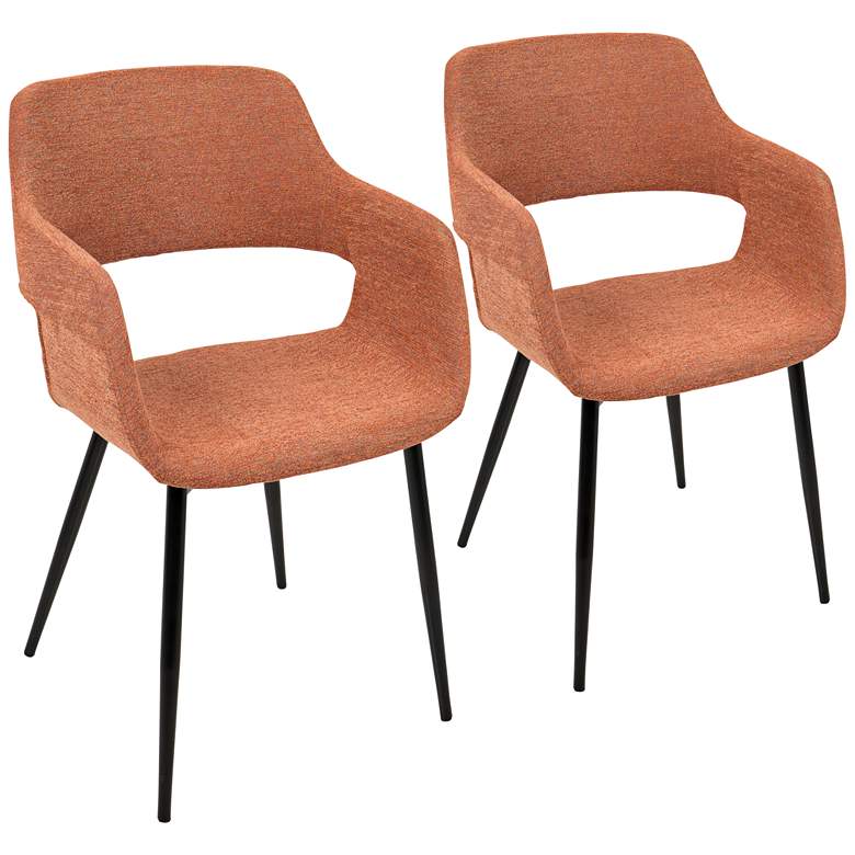 Image 1 Margarite Orange Fabric Dining Chair Set of 2