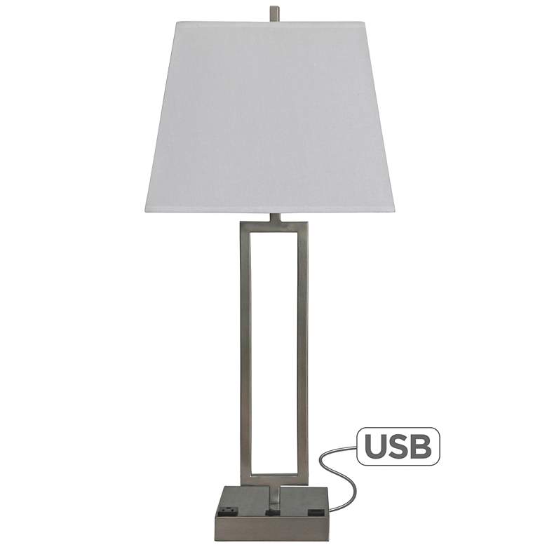 Image 1 Margate Brushed Nickel Table Lamp with USB Port