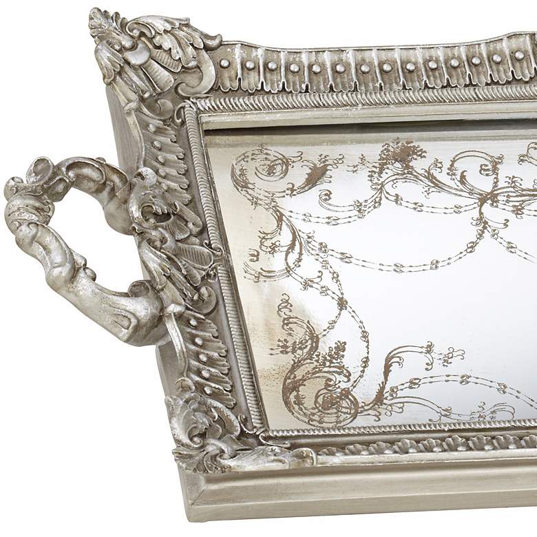 Margeaux 23 1/4&quot; Antique Nickel and Mirrored Decorative Tray more views