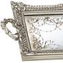 Margeaux 23 1/4" Antique Nickel and Mirrored Decorative Tray