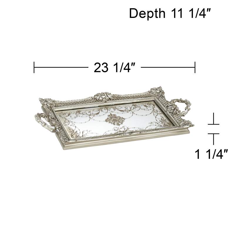 Image 4 Margeaux 23 1/4 inch Antique Nickel and Mirrored Decorative Tray more views