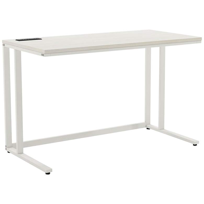 Image 2 Margeta 47" Wide Light Oak and White Writing Desk with USB Port