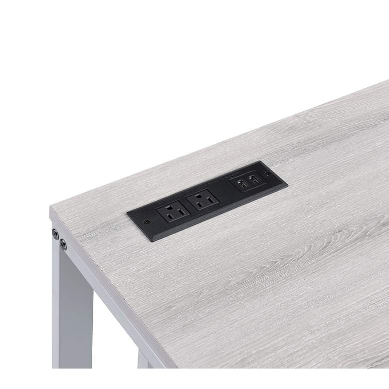 Image 5 Margeta 47" Wide Light Oak and White Writing Desk with USB Port more views