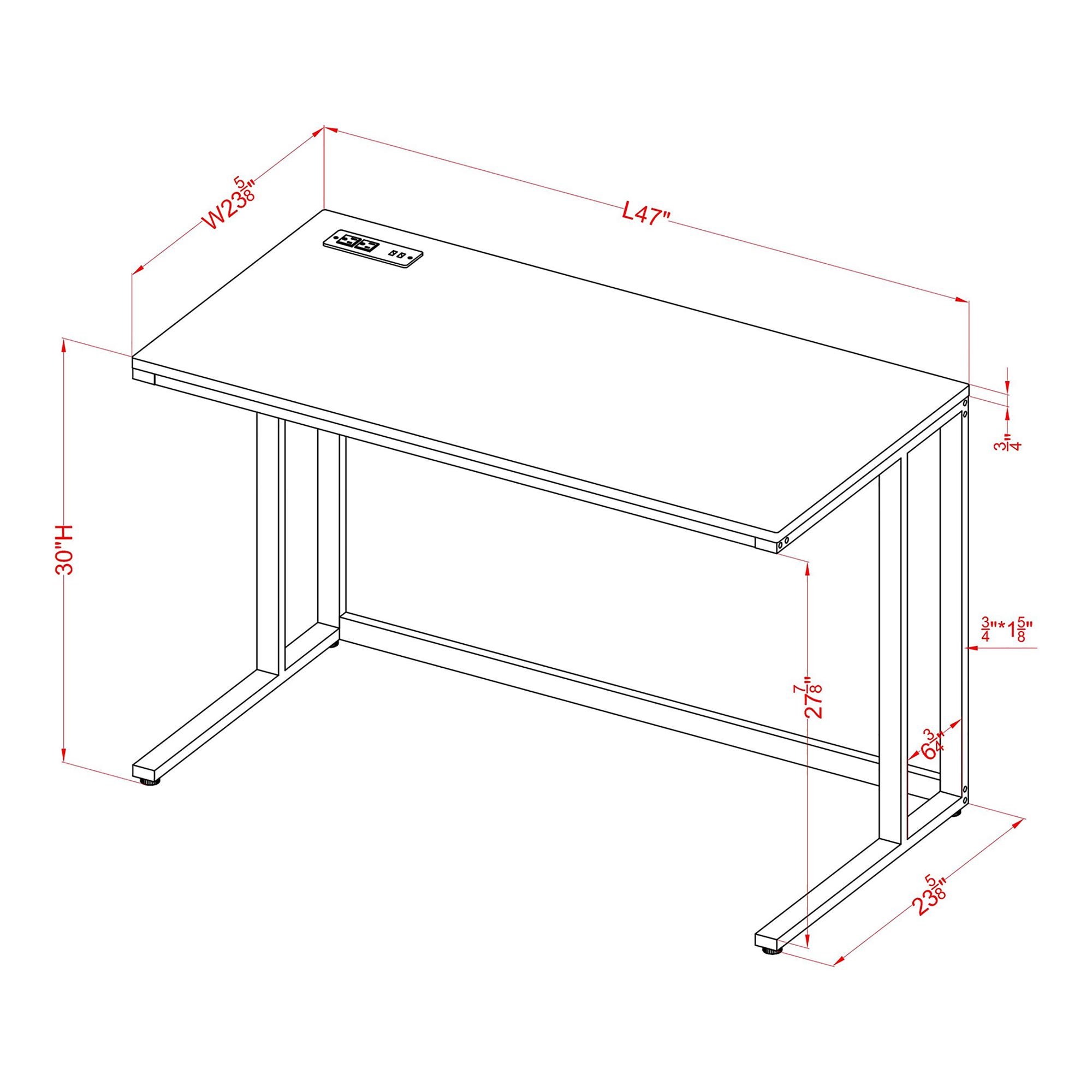 Margeta 47" Wide Light Oak and White Writing Desk with USB Port