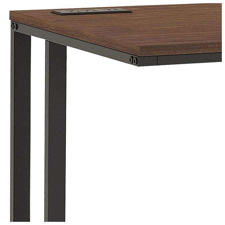 Image 3 Margeta 47 inch Wide Walnut and Black Writing Desk with USB Port more views