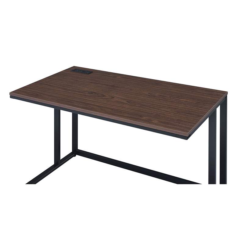 Image 5 Margeta 47" Wide Walnut and Black Writing Desk with USB Port more views