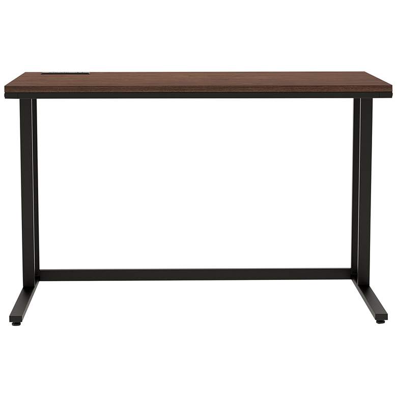 Image 6 Margeta 47 inch Wide Walnut and Black Writing Desk with USB Port more views