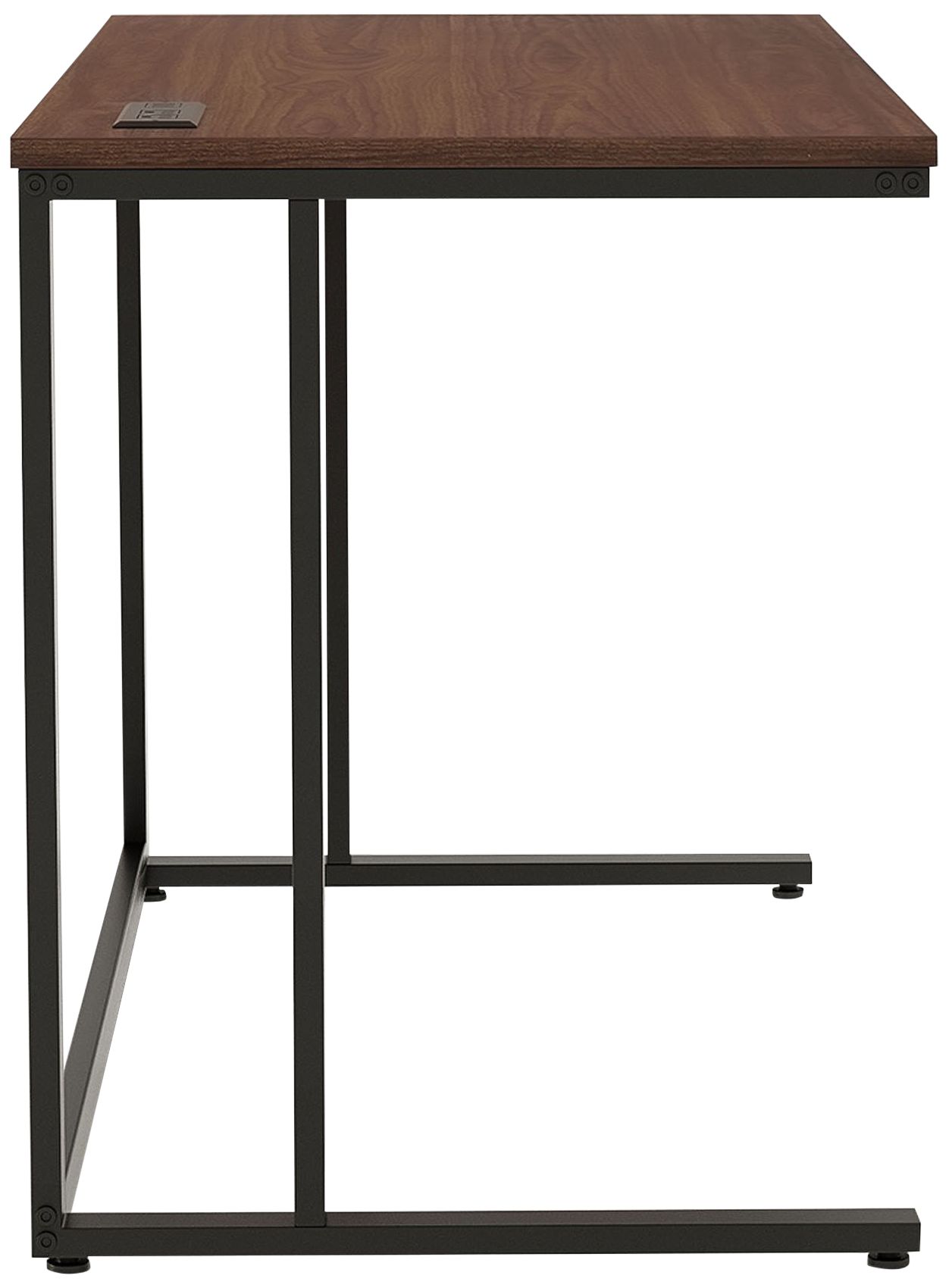 Margeta 47" Wide Walnut and Black Writing Desk with USB Port