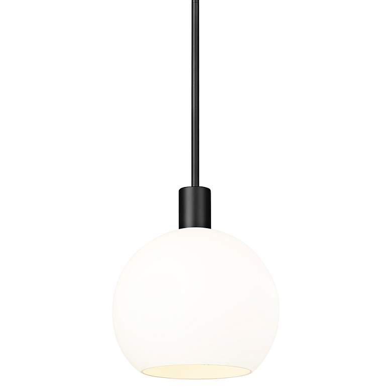 Image 1 Margo 13 3/4" Wide Matte Black Pendant Light w/ White Glass