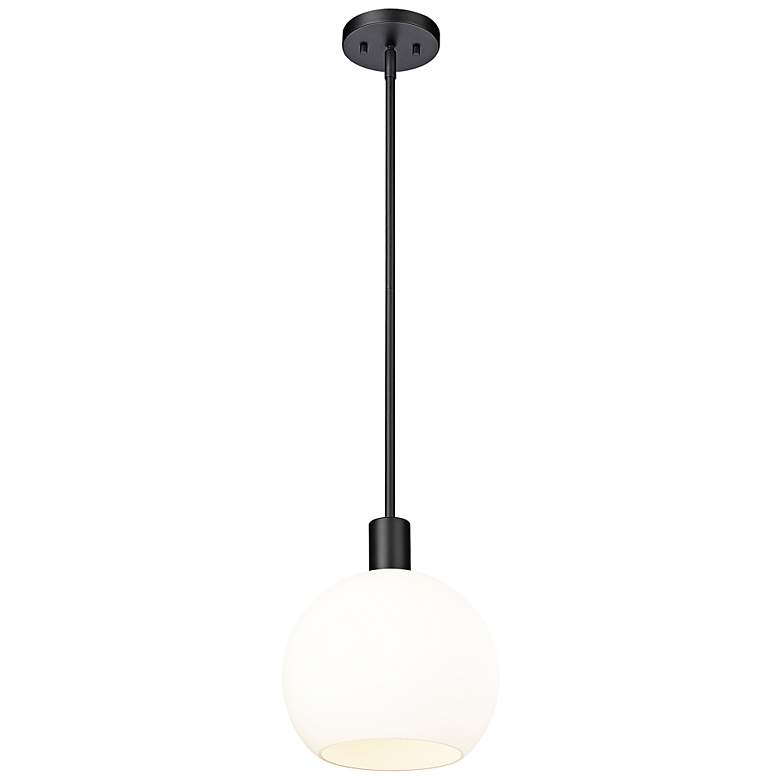 Image 3 Margo 13 3/4" Wide Matte Black Pendant Light w/ White Glass more views
