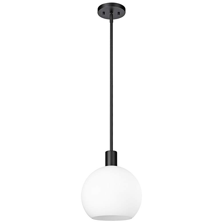 Image 4 Margo 13 3/4" Wide Matte Black Pendant Light w/ White Glass more views
