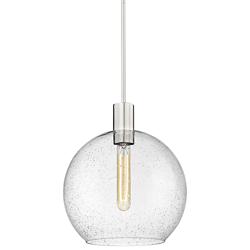 Margo 13 3/4"W Brushed Nickel Pendant Light w/ Seedy Glass