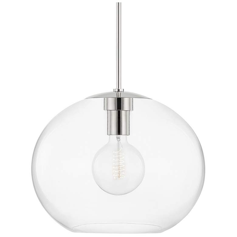 Image 1 Margot - 1-Light Extra Large Pendant - Polished Nickel Finish - Clear Glass