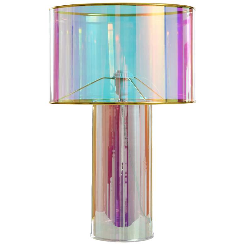 Image 1 Margot 21.75" High Iridescent Pink Glass Table Lamp With Pink Shade