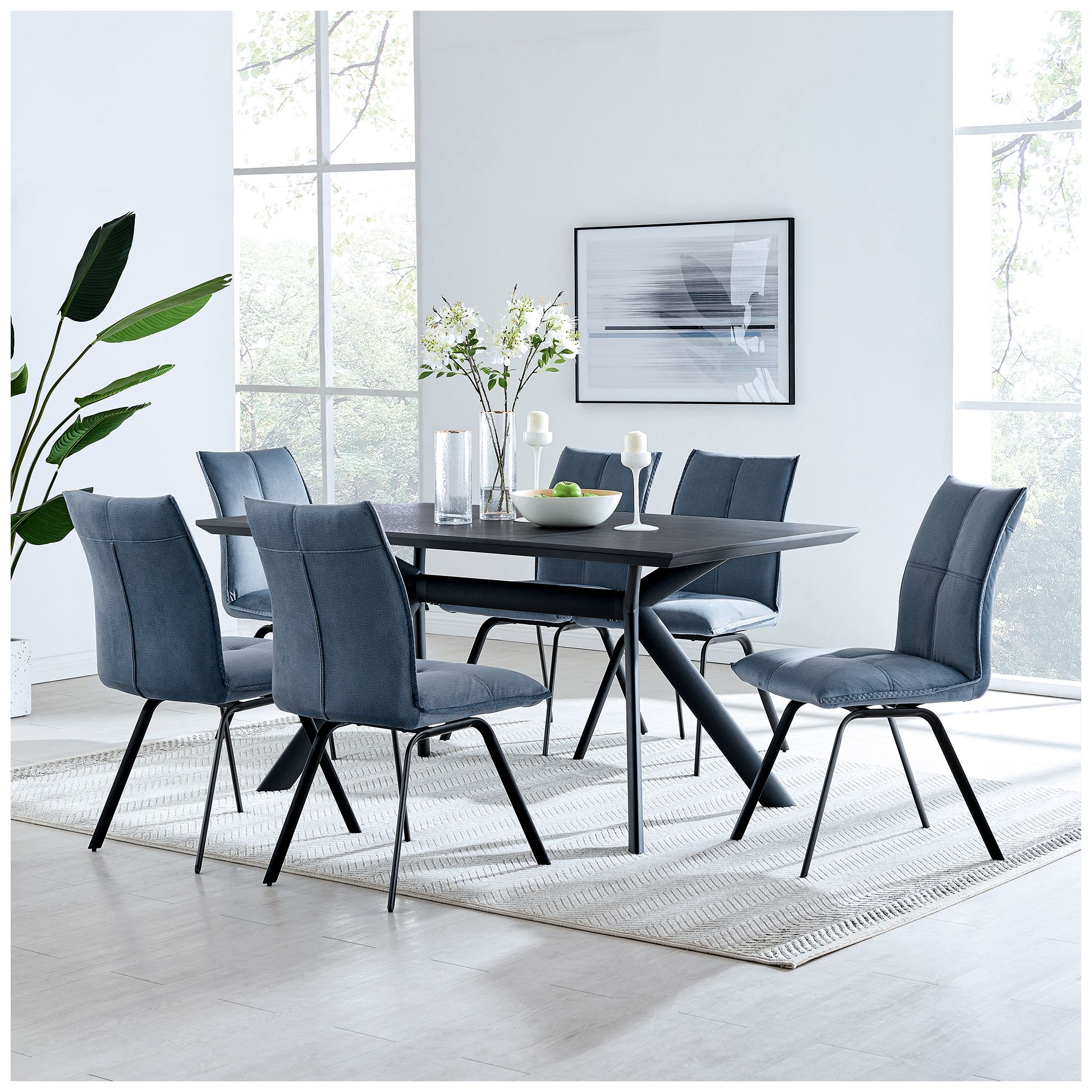 Image 6 Margot 63 in. Rectangular Dining Table in Dark Gray and Black Finish more views