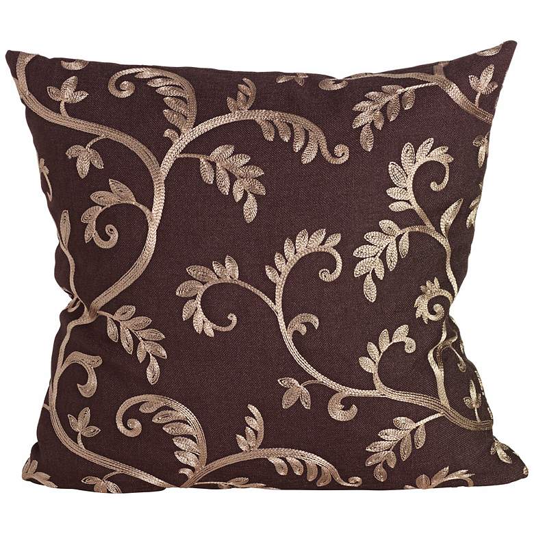 Image 1 Margot Chocolate and Tan 18 inch Square Down Throw Pillow