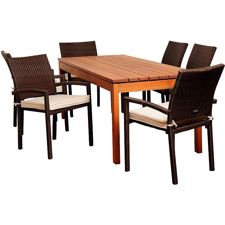 Image 1 Marguerita Brown Wicker 7-Piece Rectangular Patio Dining Set